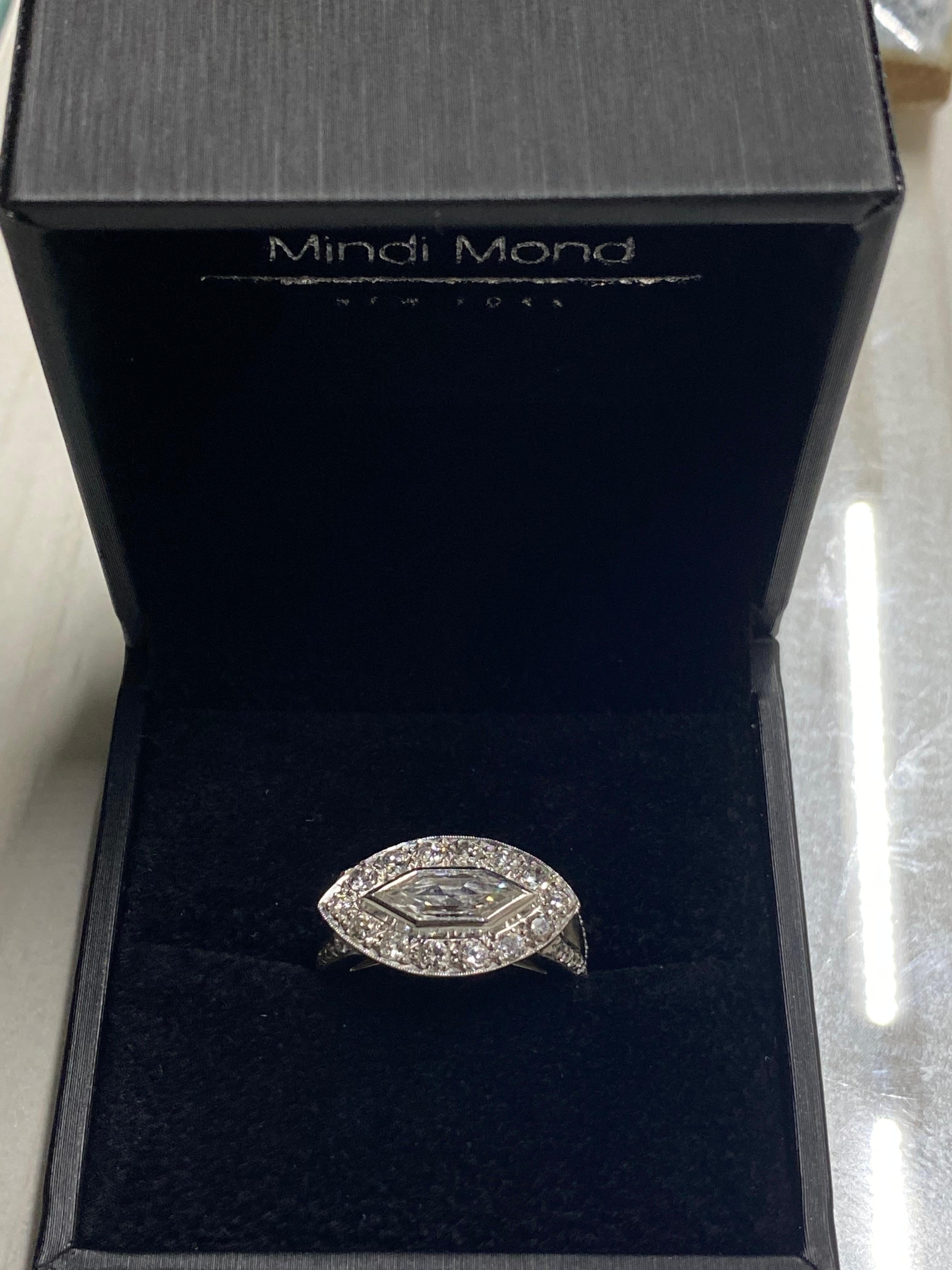 Women's or Men's Mindi Mond Bullet Shaped Hexagon Diamond Platinum Ring