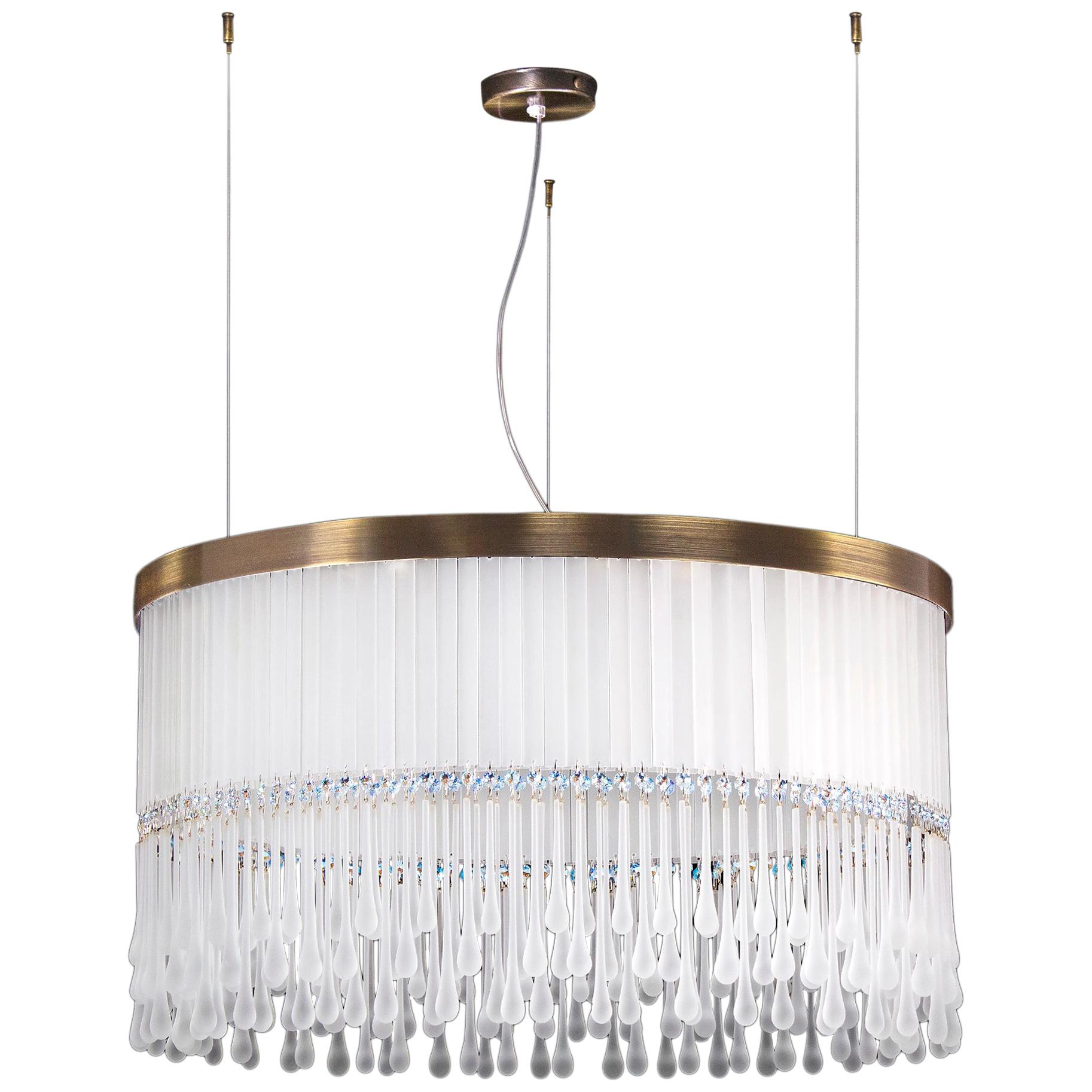  Lampe à suspension Dancer en verre de Murano gris et éléments en cristal par Multiforme