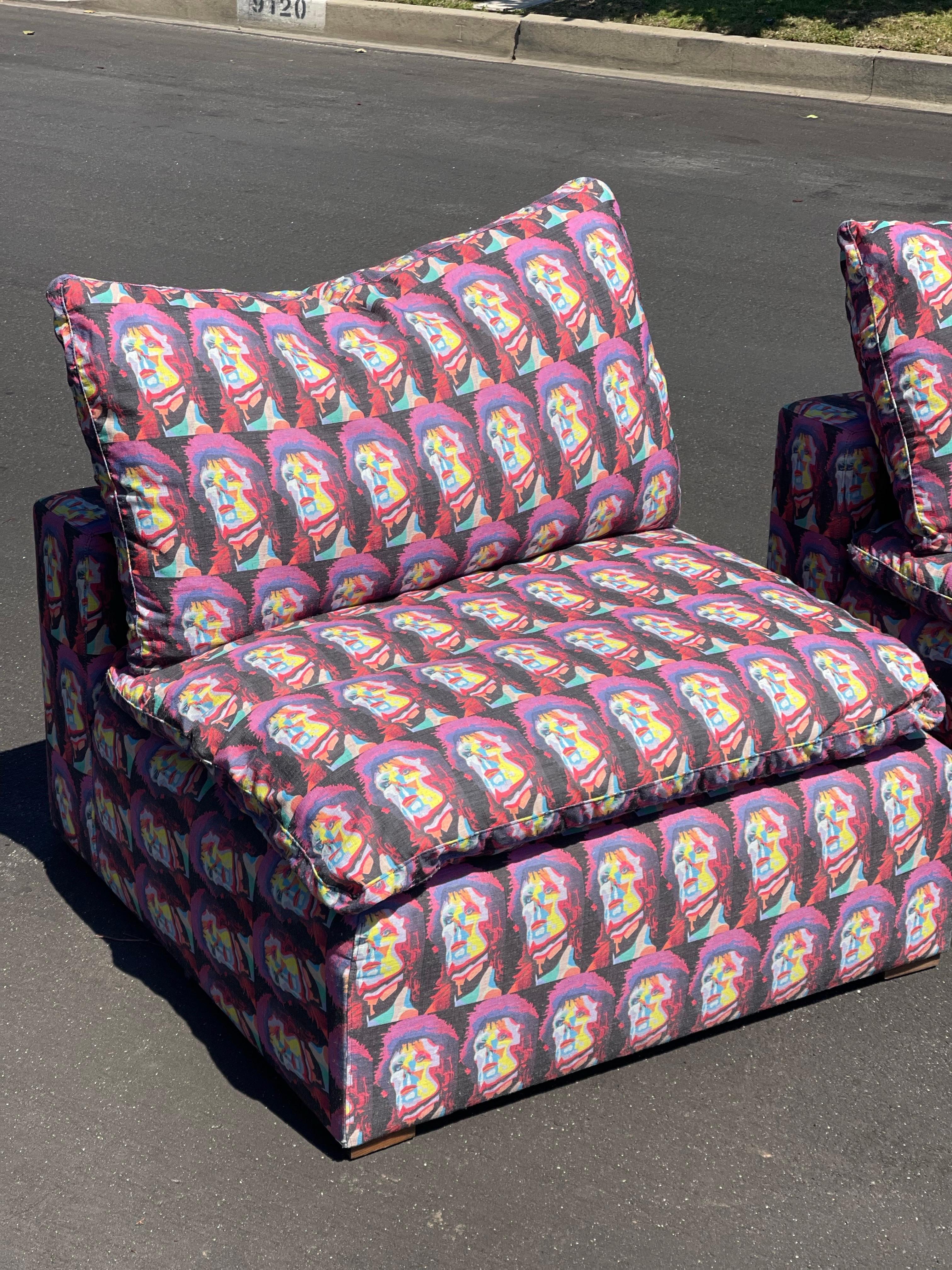 Custom David Bowie Slipper Chairs In Good Condition For Sale In Los Angeles, CA