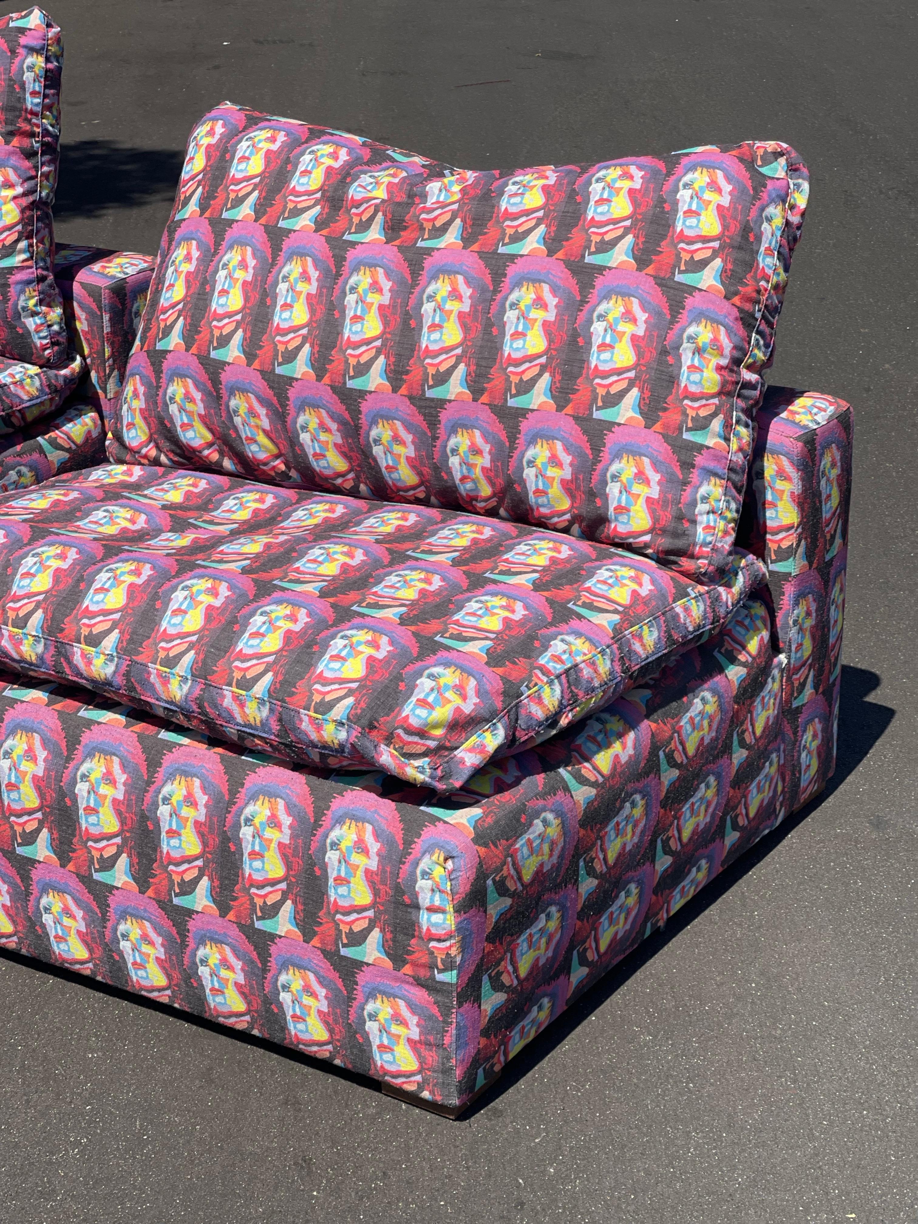 Linen Custom David Bowie Slipper Chairs For Sale
