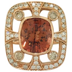 Original Custom Ring in 14k Rose Gold w Copper Citrine and Diamonds, 2 carat