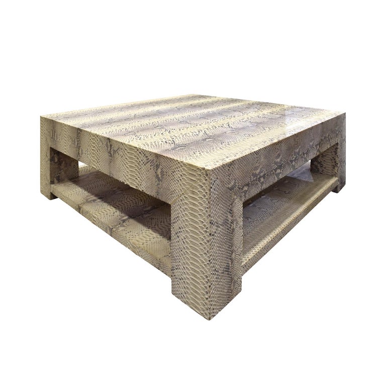 Custom Design Coffee Table Covered in Beige Python, circa 2012 For Sale ...