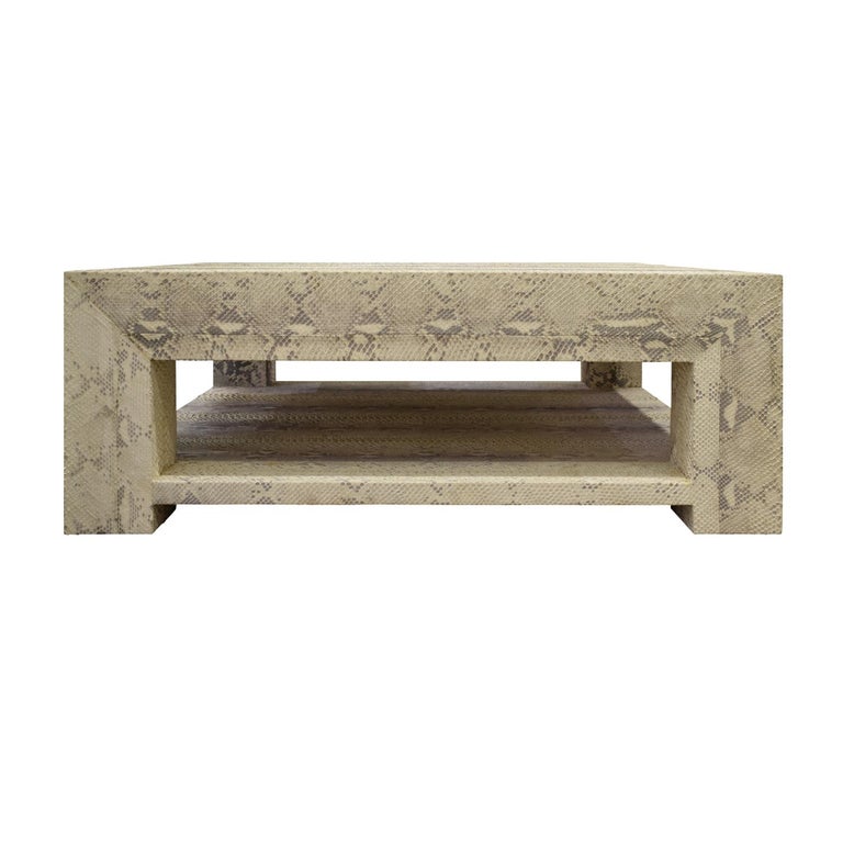 Custom Design Coffee Table Covered in Beige Python, circa 2012 For Sale ...