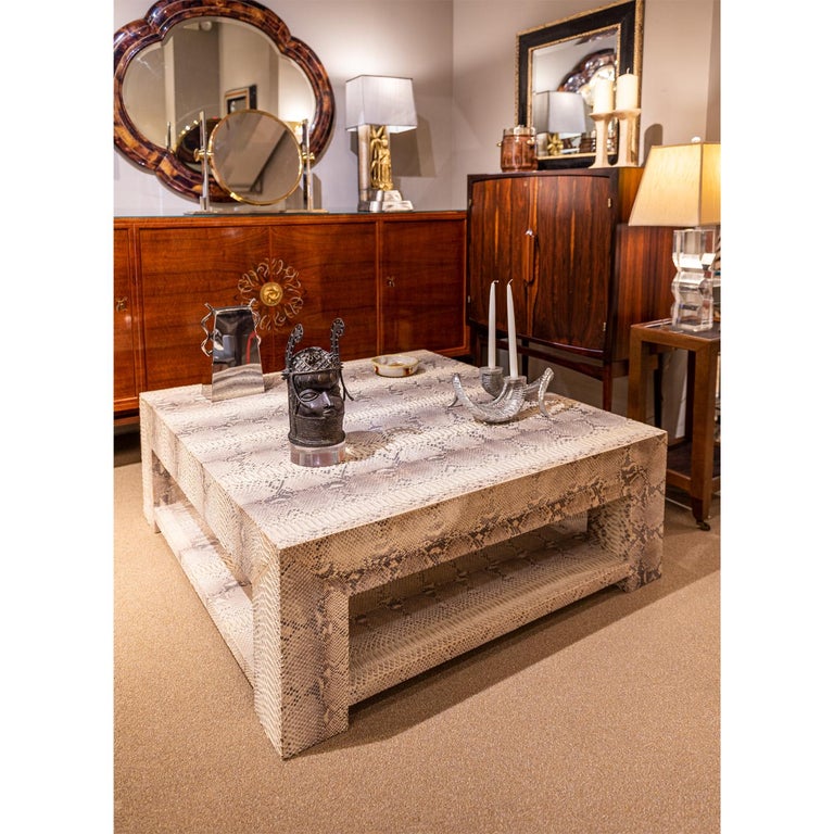 Custom Design Coffee Table Covered in Beige Python, circa 2012 For Sale ...