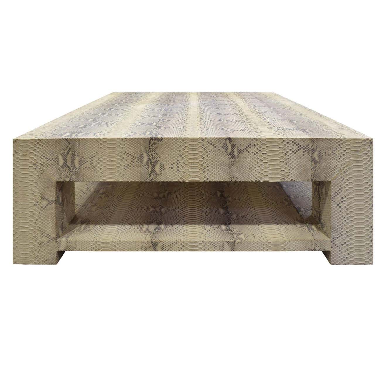 Custom Design Coffee Table Covered in Beige Python, circa 2012 For Sale ...