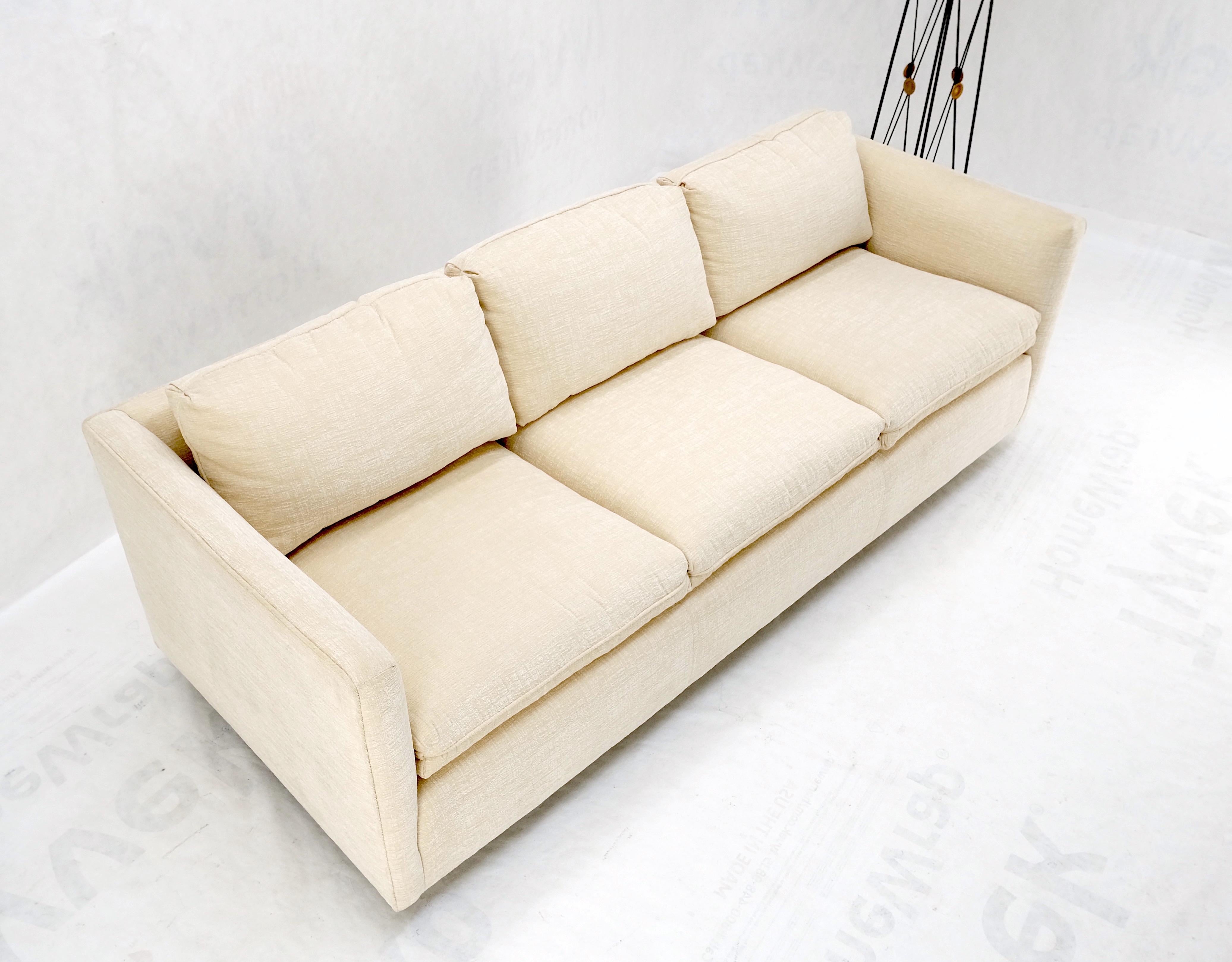 Custom Design Mid-Century Modern Beige Upholstery Box Shape Sofa Mint! For Sale 4