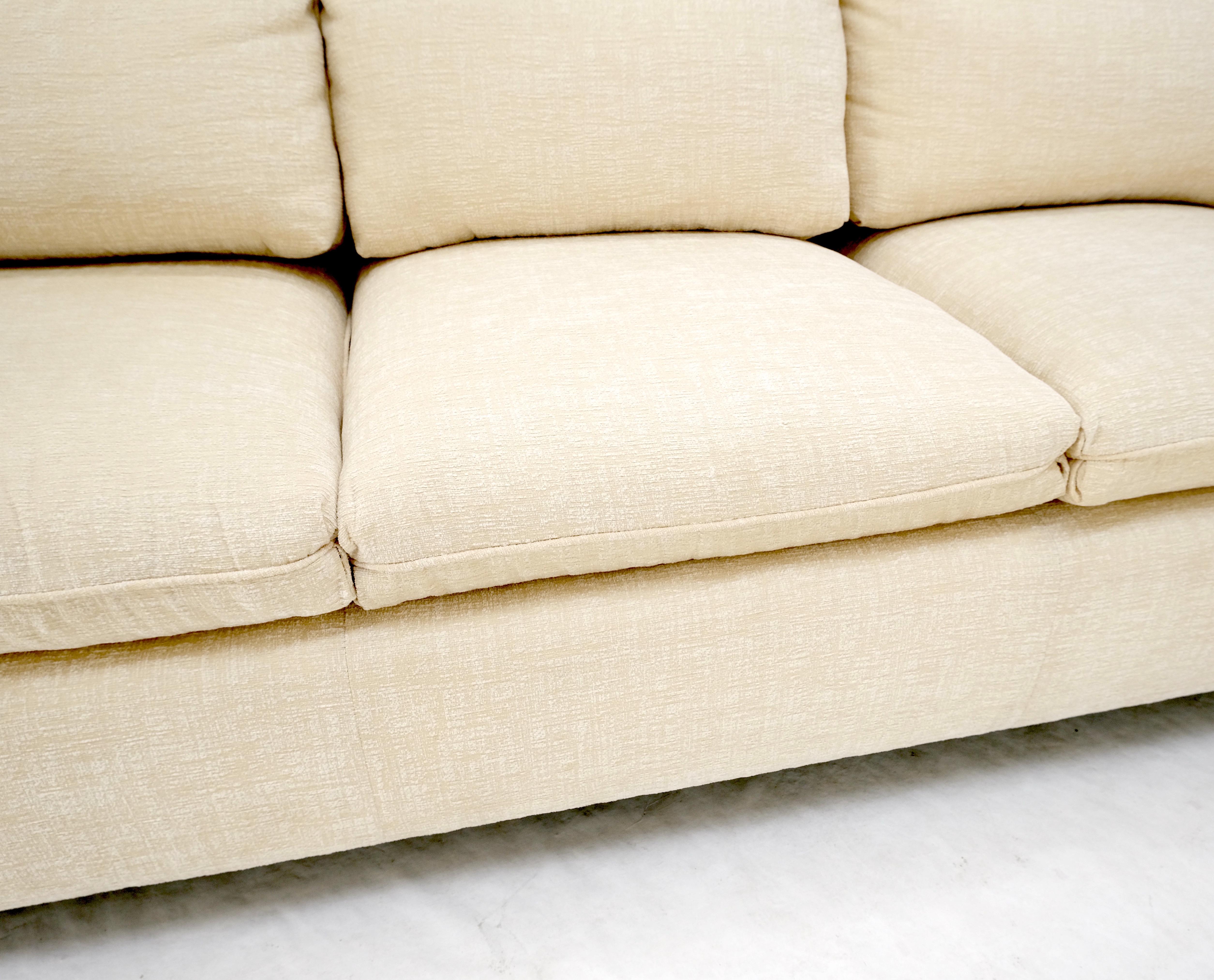 Custom Design Mid-Century Modern Beige Upholstery Box Shape Sofa Mint! For Sale 5
