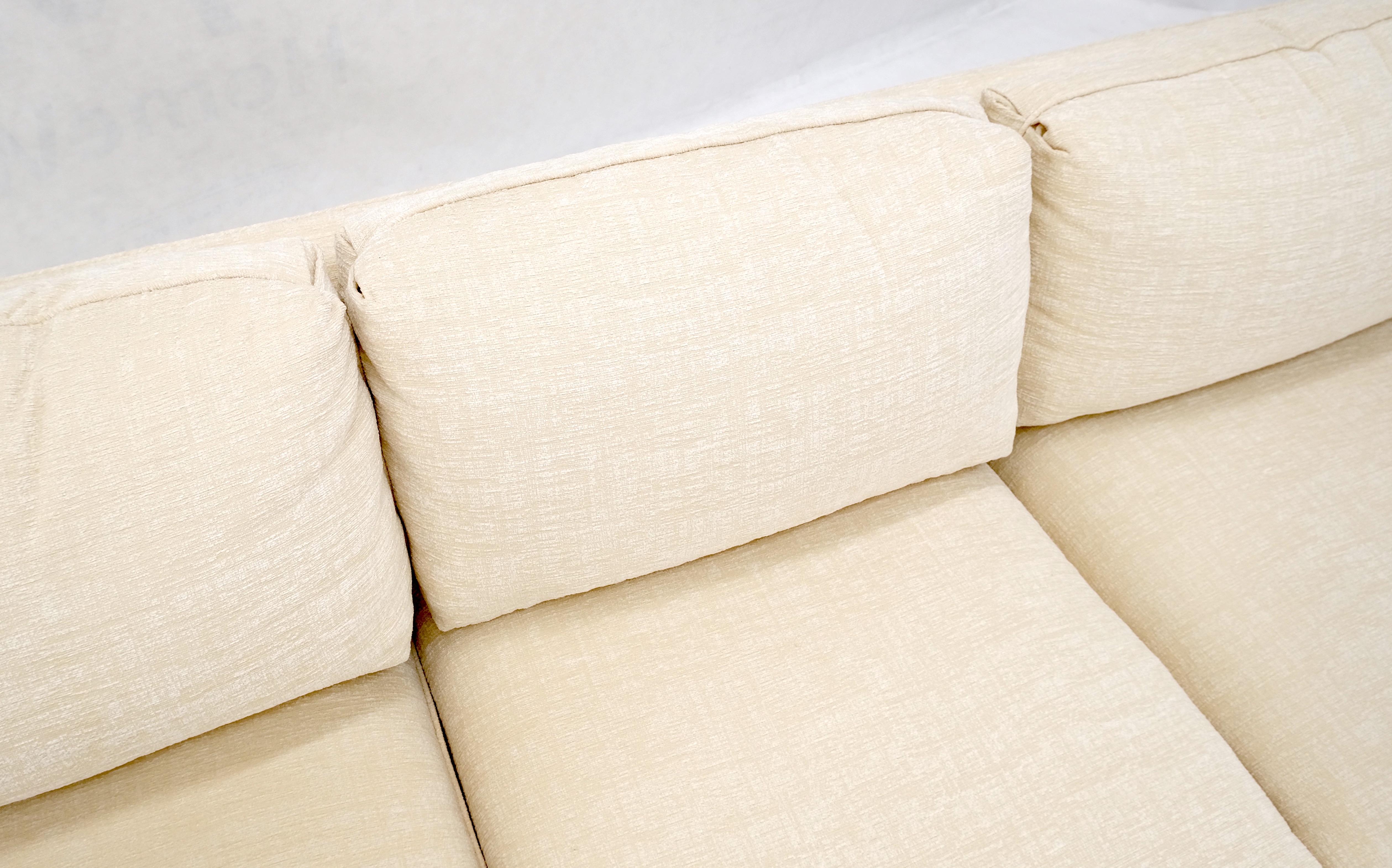Custom Design Mid-Century Modern Beige Upholstery Box Shape Sofa Mint! For Sale 6