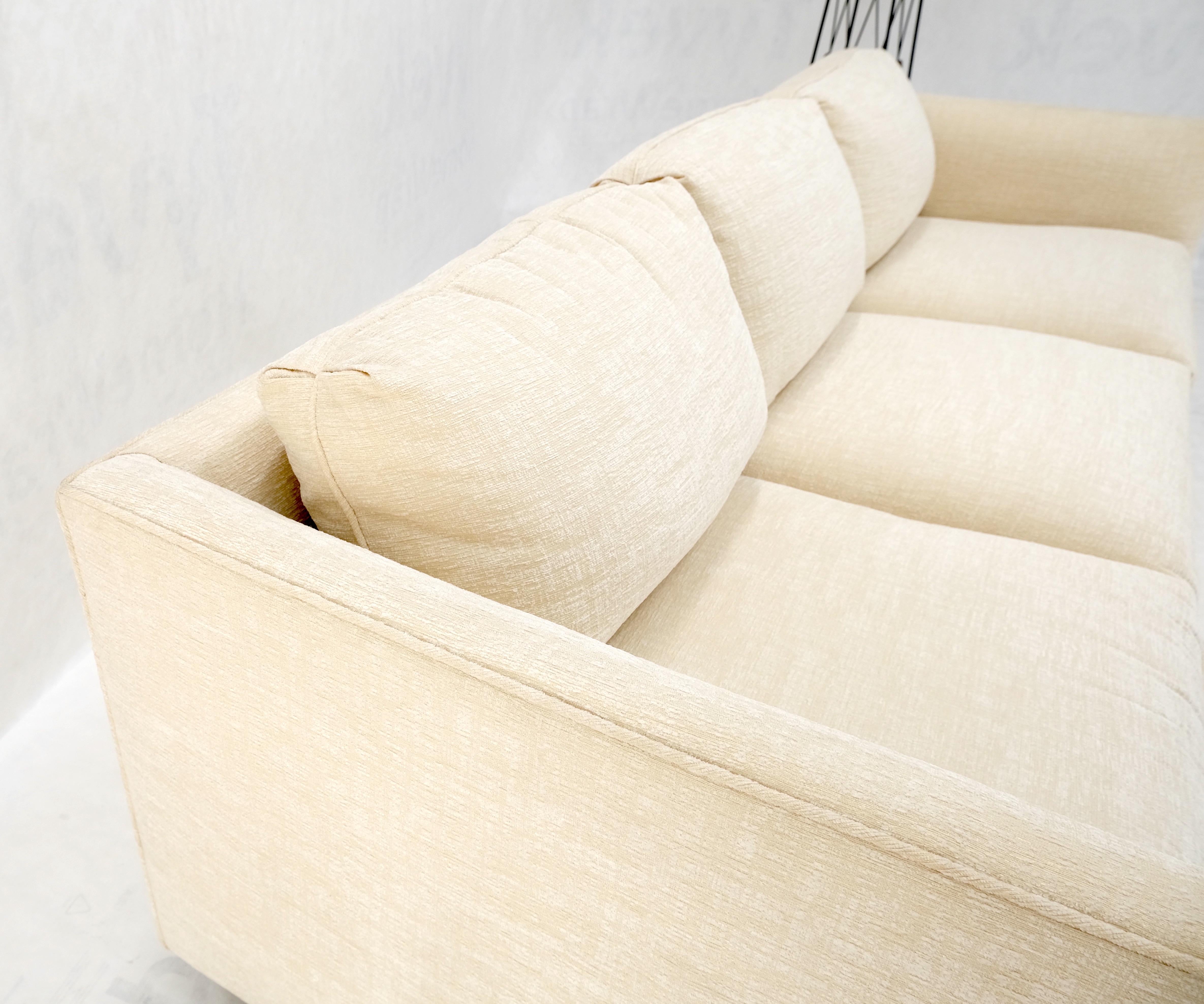 Custom Design Mid-Century Modern Beige Upholstery Box Shape Sofa Mint! For Sale 8