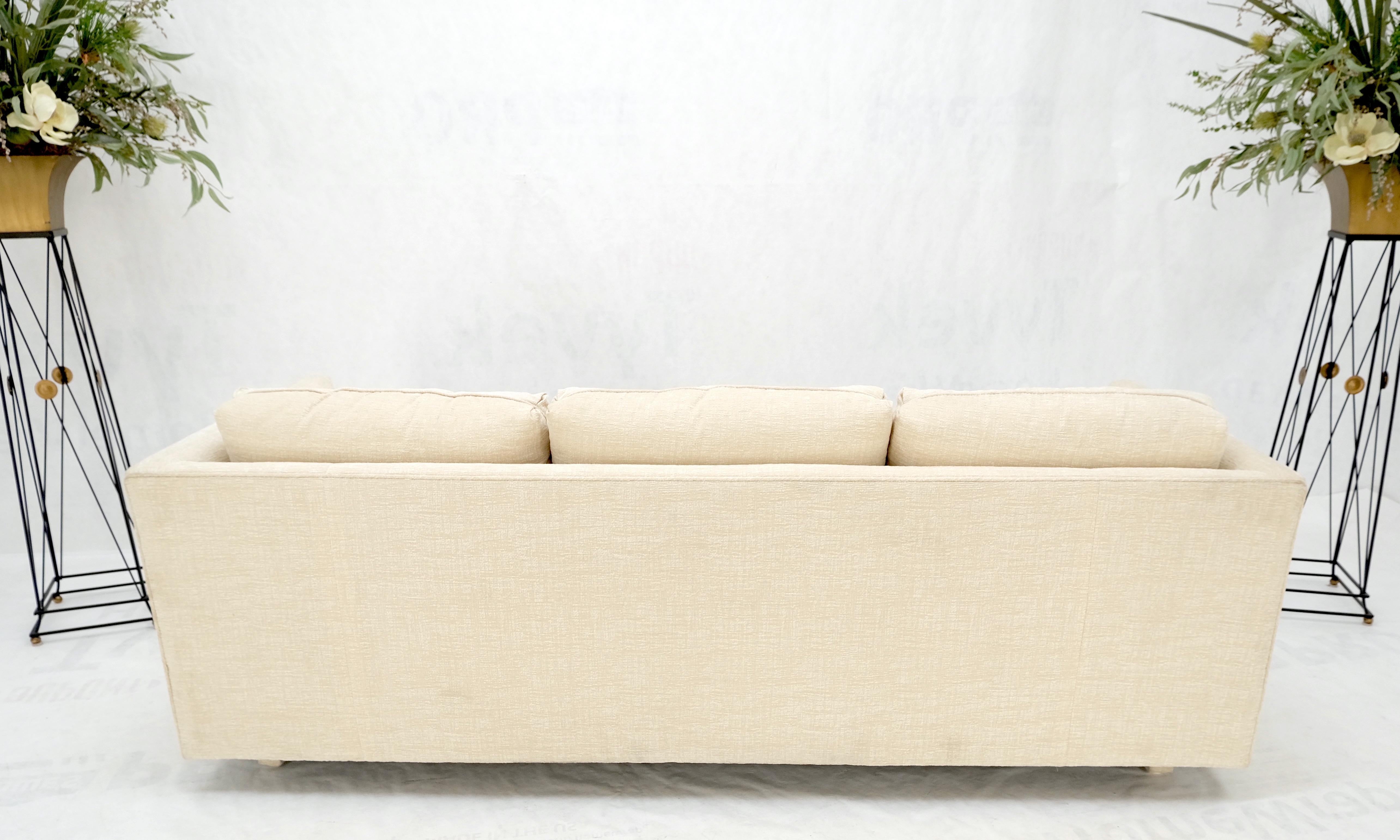 Custom Design Mid-Century Modern Beige Upholstery Box Shape Sofa Mint! For Sale 9