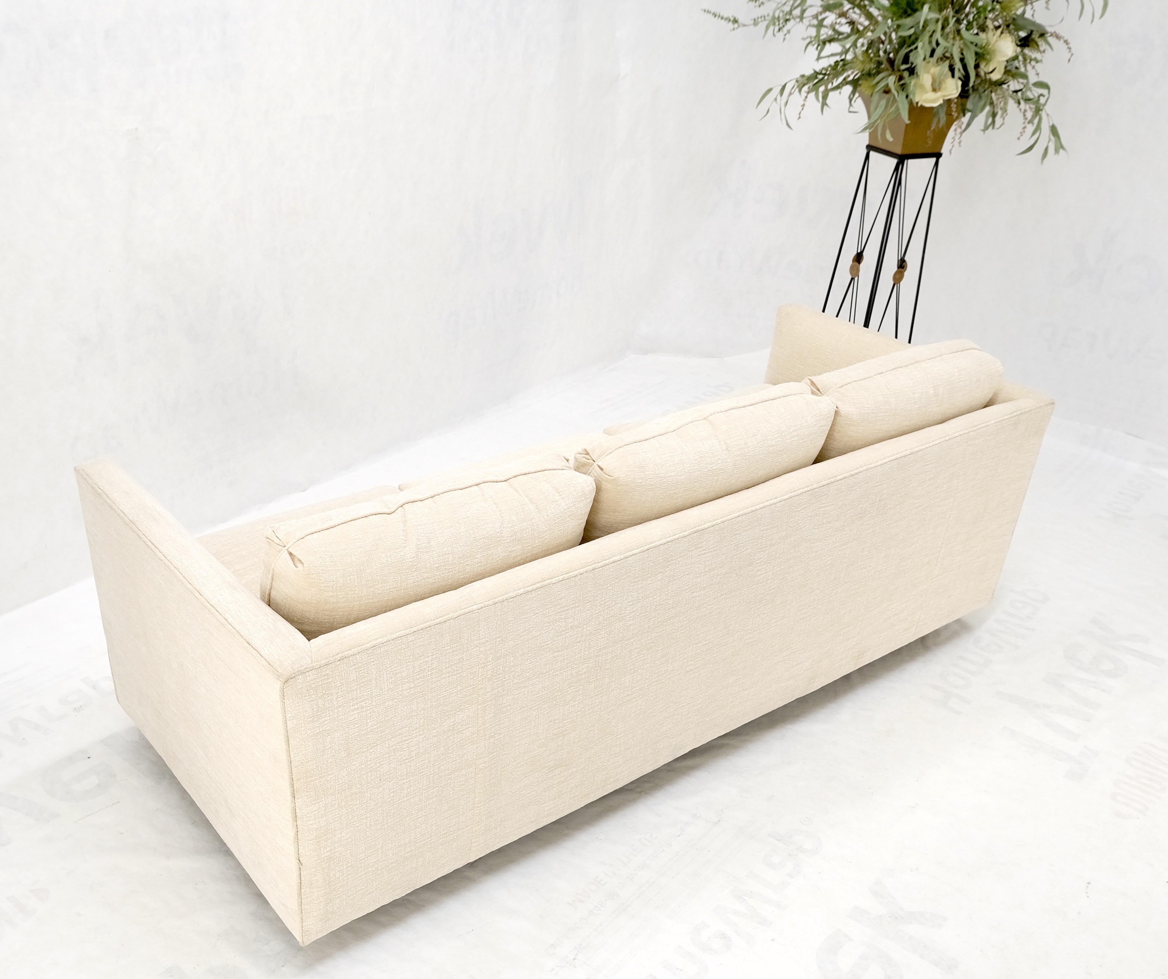 Custom Design Mid-Century Modern Beige Upholstery Box Shape Sofa Mint! For Sale 11