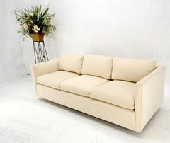 Custom Design Mid-Century Modern Beige Upholstery Box Shape Sofa Mint!