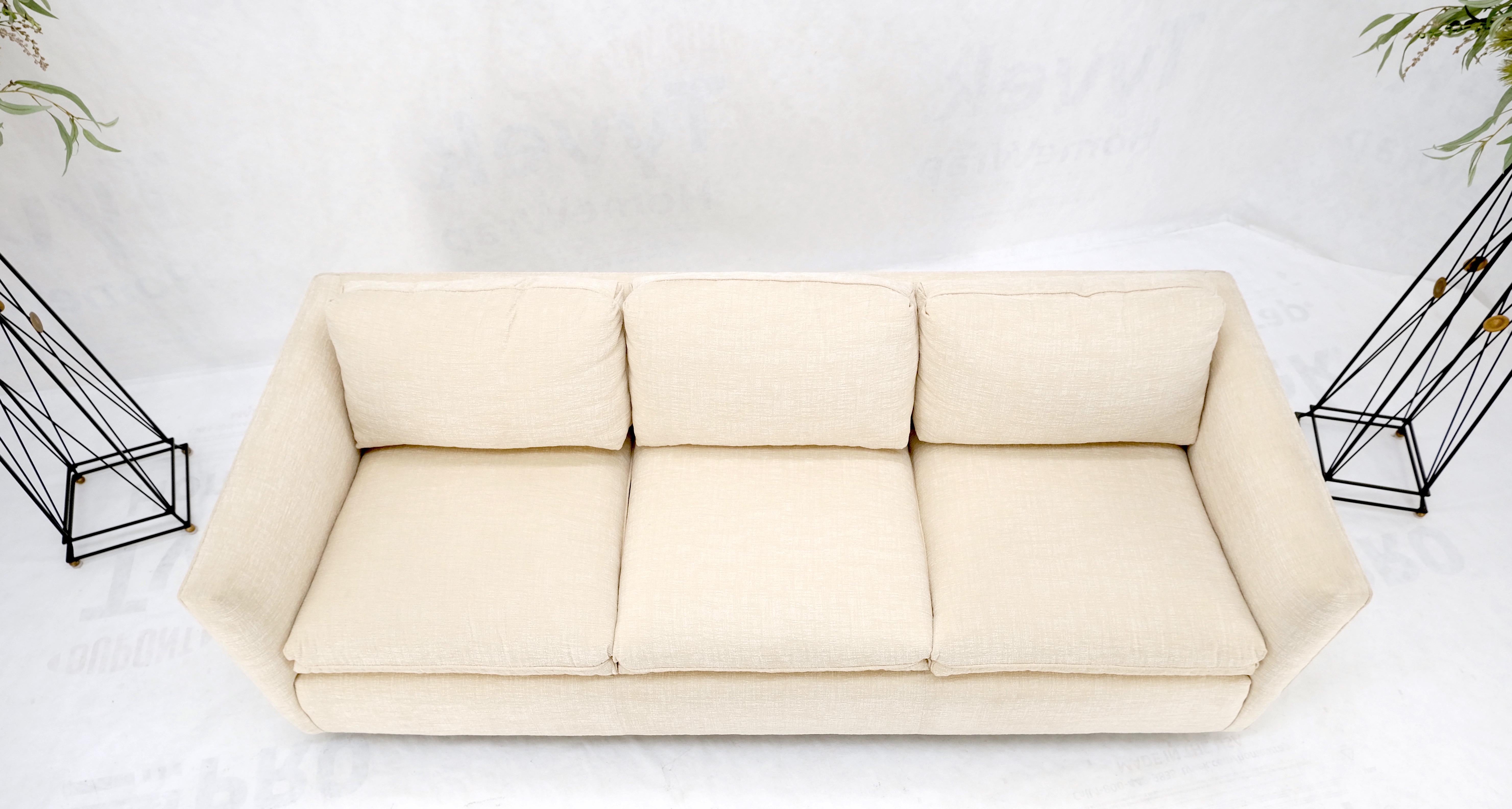 Custom Design Mid-Century Modern Beige Upholstery Box Shape Sofa Mint! For Sale 1