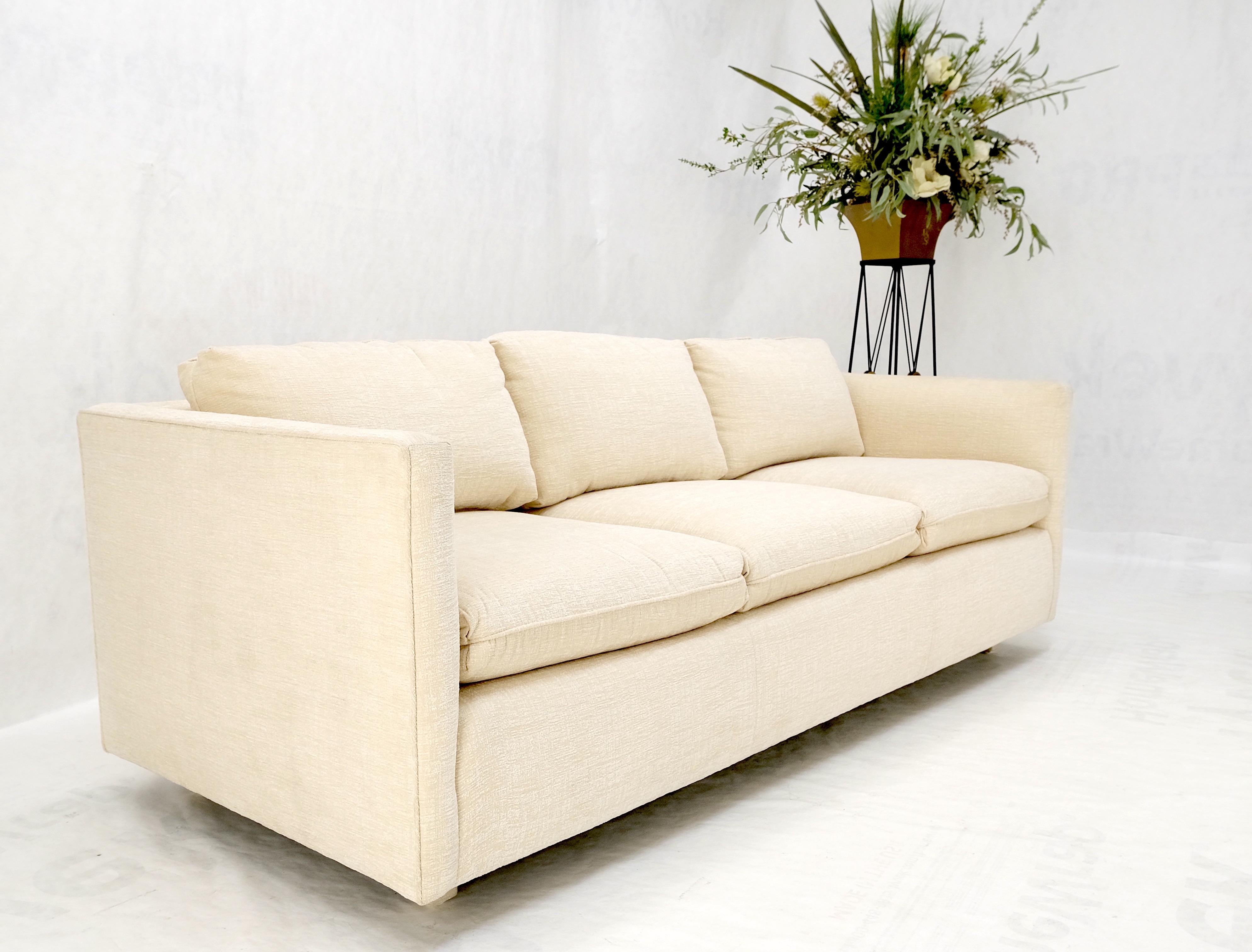 Custom Design Mid-Century Modern Beige Upholstery Box Shape Sofa Mint! For Sale 2