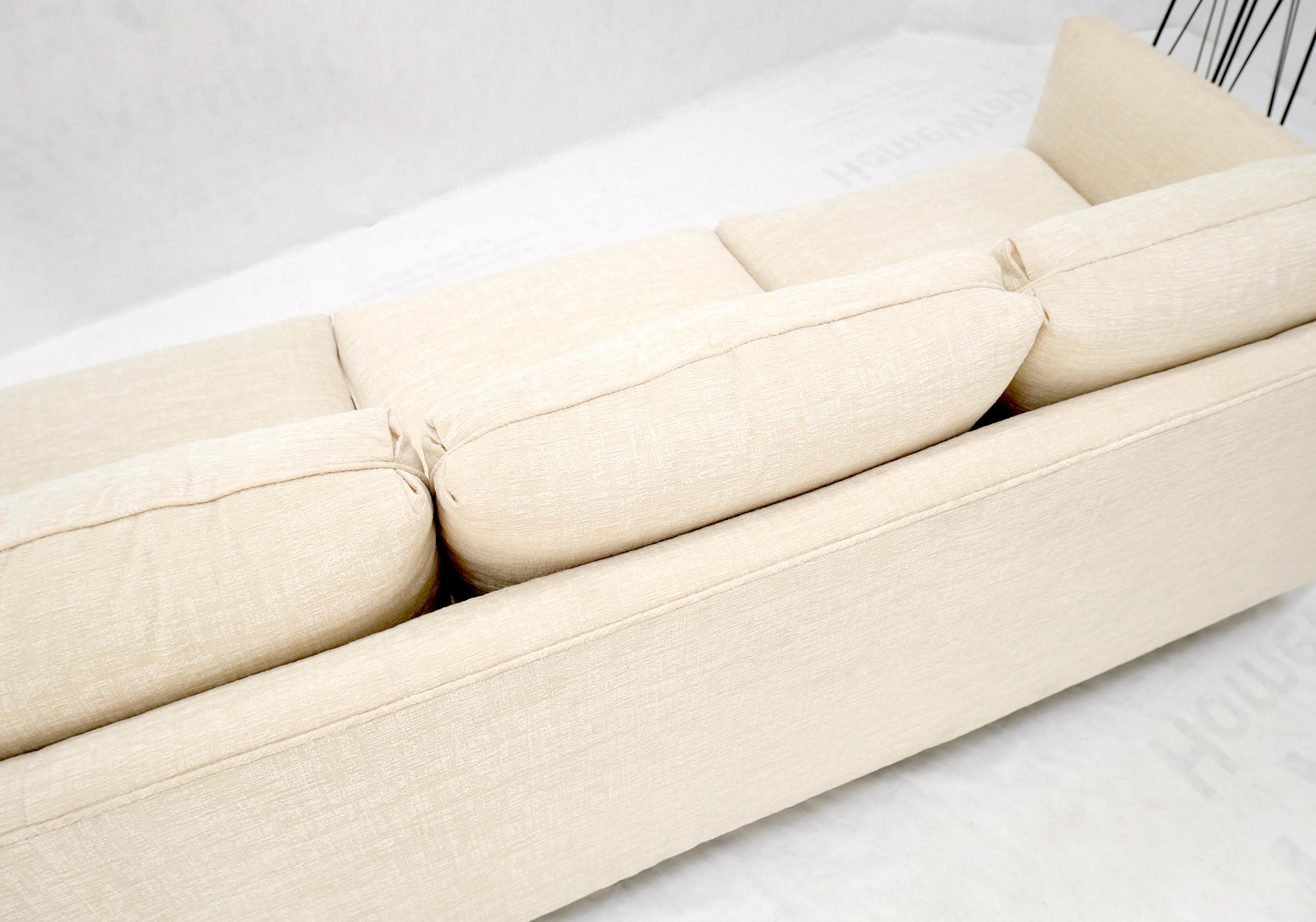 Custom Design Mid-Century Modern Beige Upholstery Box Shape Sofa Mint! For Sale 3