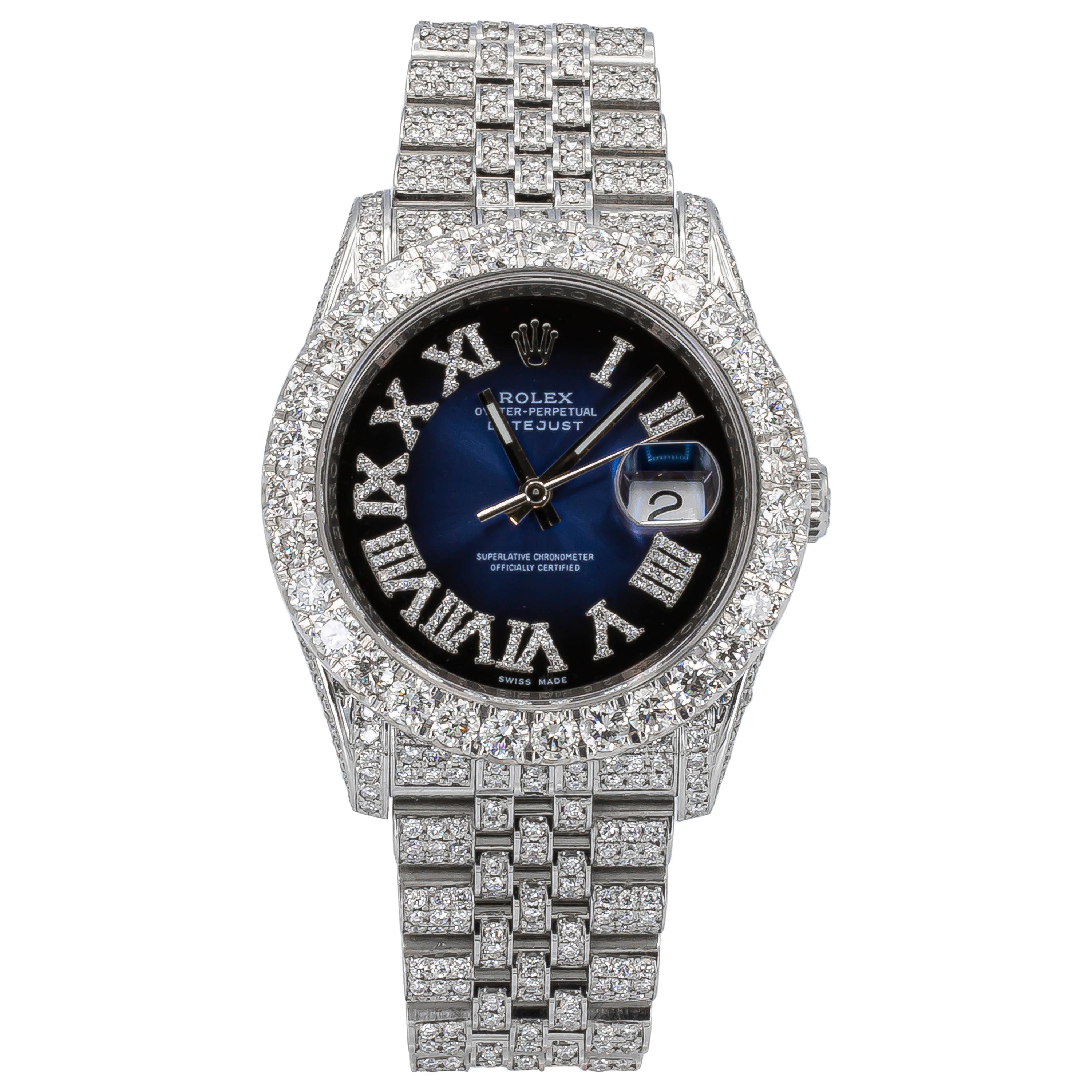 Custom Design Rolex Watch with 21 Carat of White Diamonds