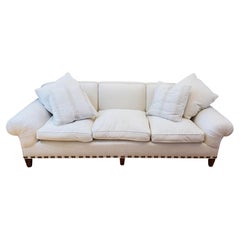 Vintage Custom Designed Georgian Style Sofa with White Crypton Upholstery