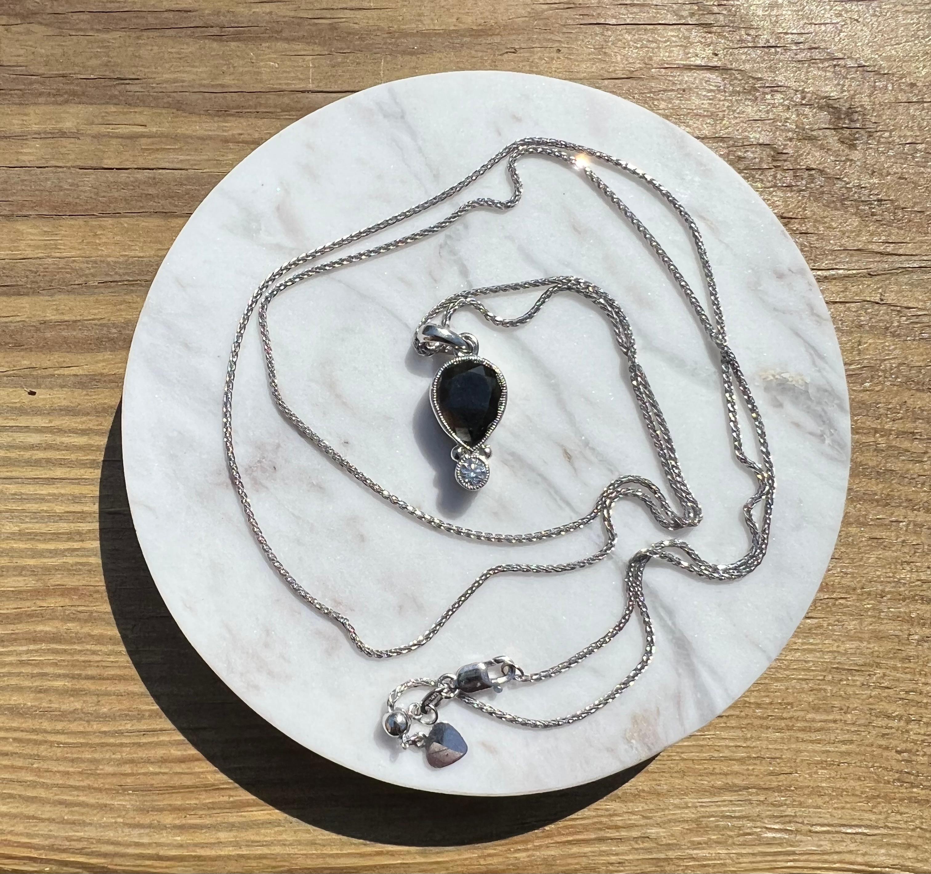Women's or Men's Custom Designed 4.14 Carat Pear Shaped Black Diamond Pendant