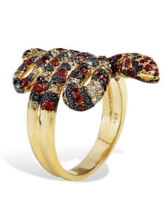 Custom Designed Diamond Coral Snake Ring 18K