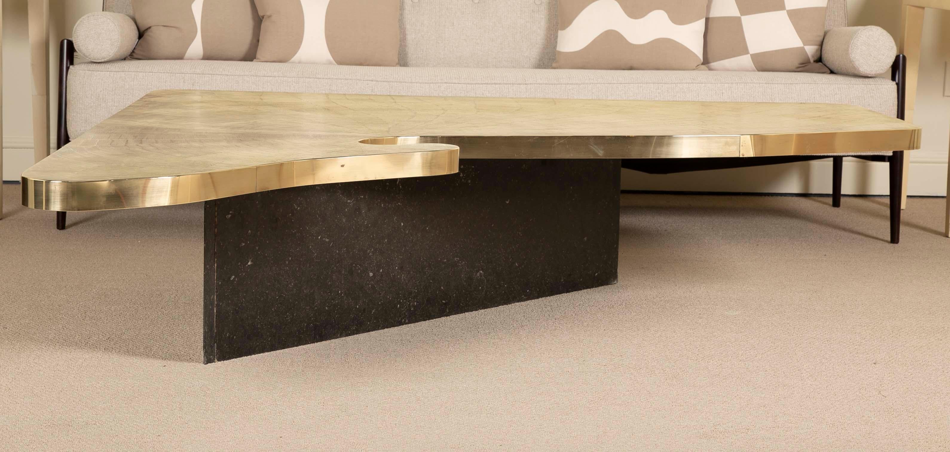 Modern Custom Designed Etched Brass Coffee Table by Lova Creations