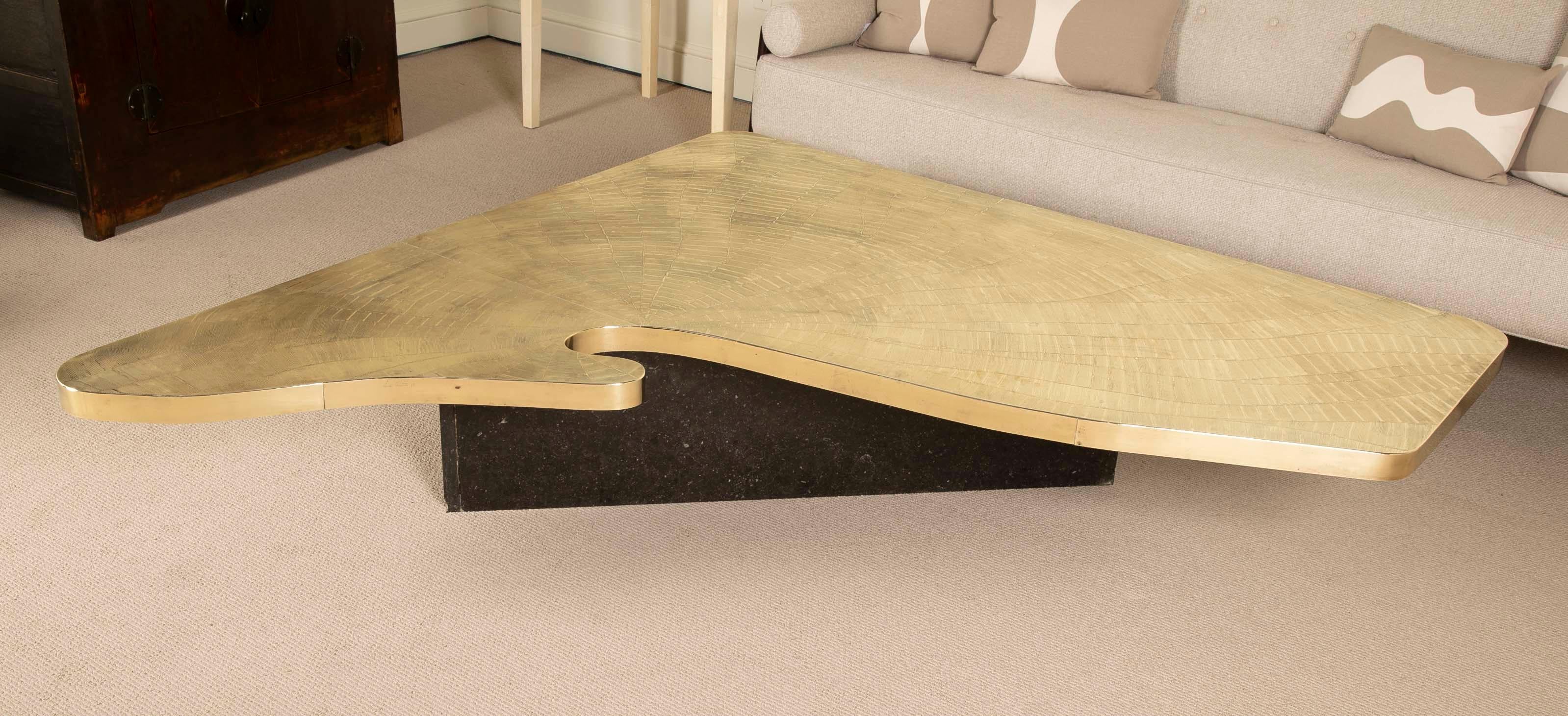 Custom Designed Etched Brass Coffee Table by Lova Creations 1