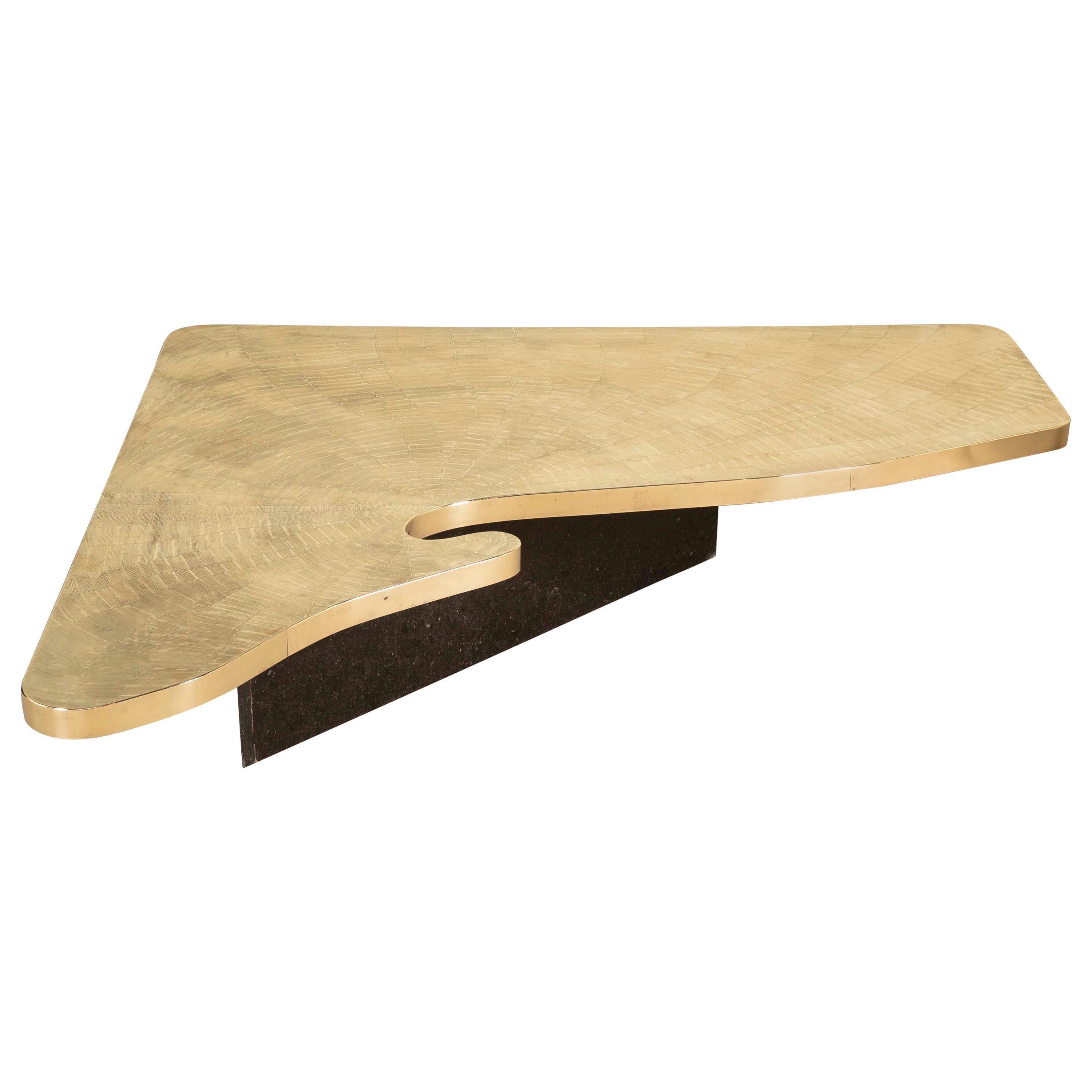 Custom Designed Etched Brass Coffee Table by Lova Creations