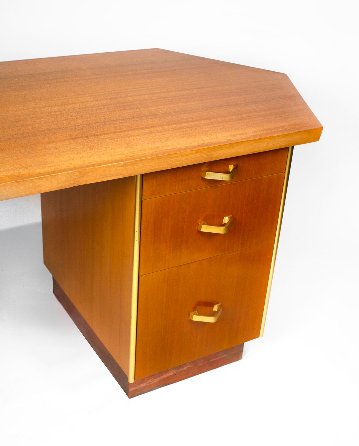 Custom Designed Frank Lloyd Wright Double Pedestal Desk for the Price Tower In Good Condition In Dallas, TX