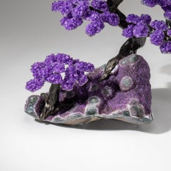 Custom Designed - Genuine Amethyst Clustered Gemstone Tree on Amethyst Matrix