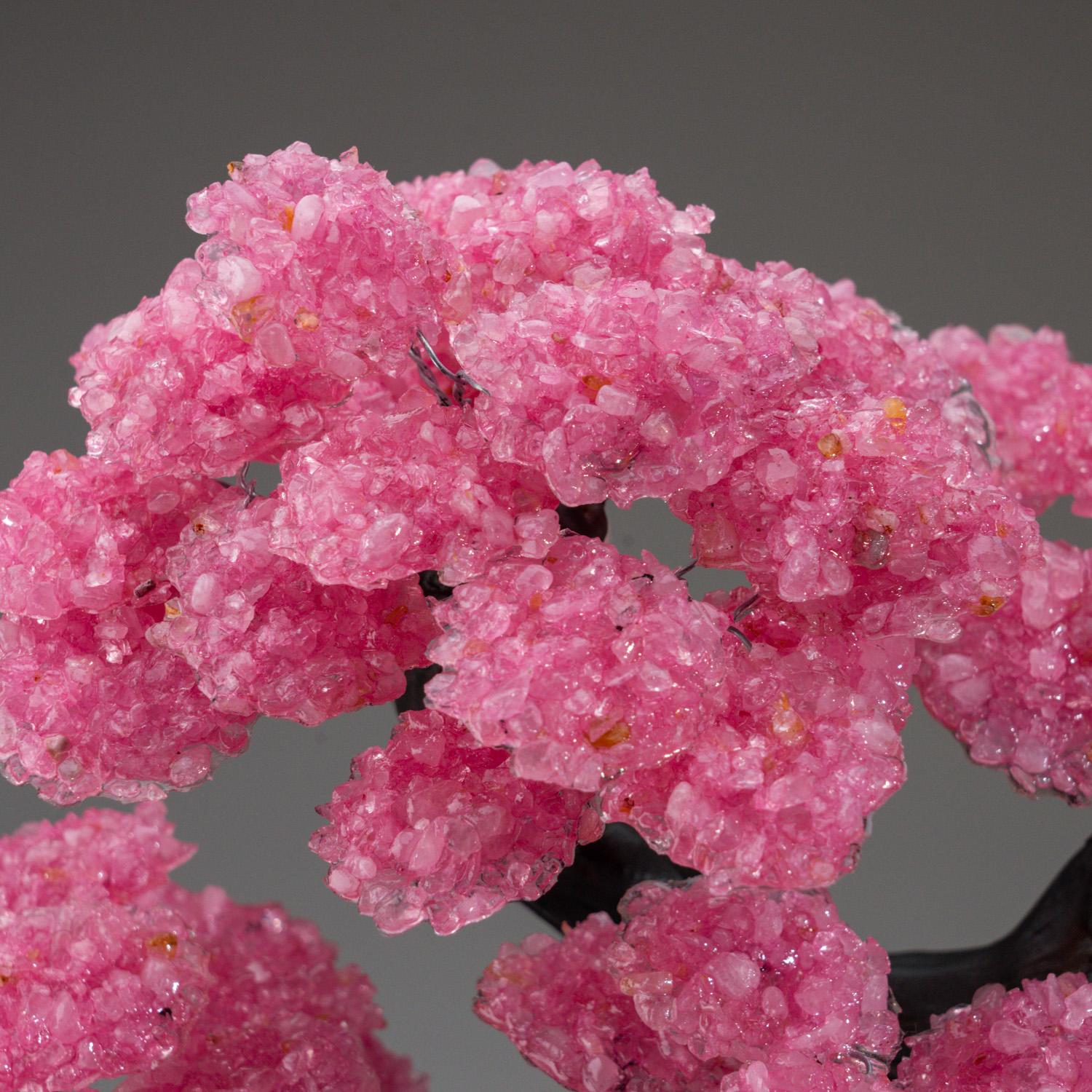 Uruguayan Custom Designed - Genuine Rose Quartz Clustered Gemstone Tree on Amethyst Matrix