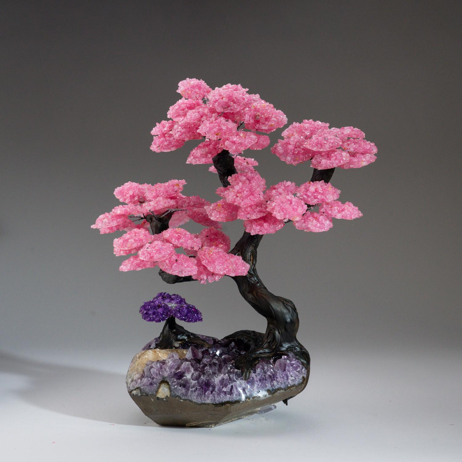 Custom Designed - Genuine Rose Quartz Clustered Gemstone Tree on Amethyst Matrix 1