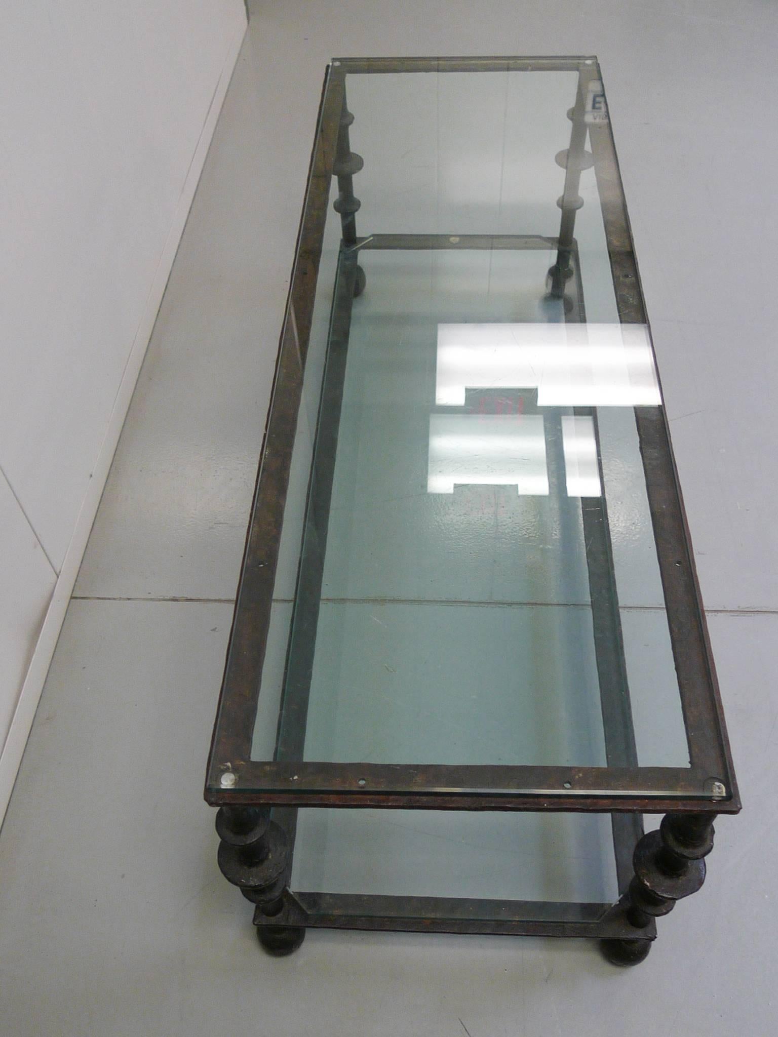 Custom-Designed Iron and Glass Coffee Table in the Manner of Ilana Goor In Good Condition In New York, NY