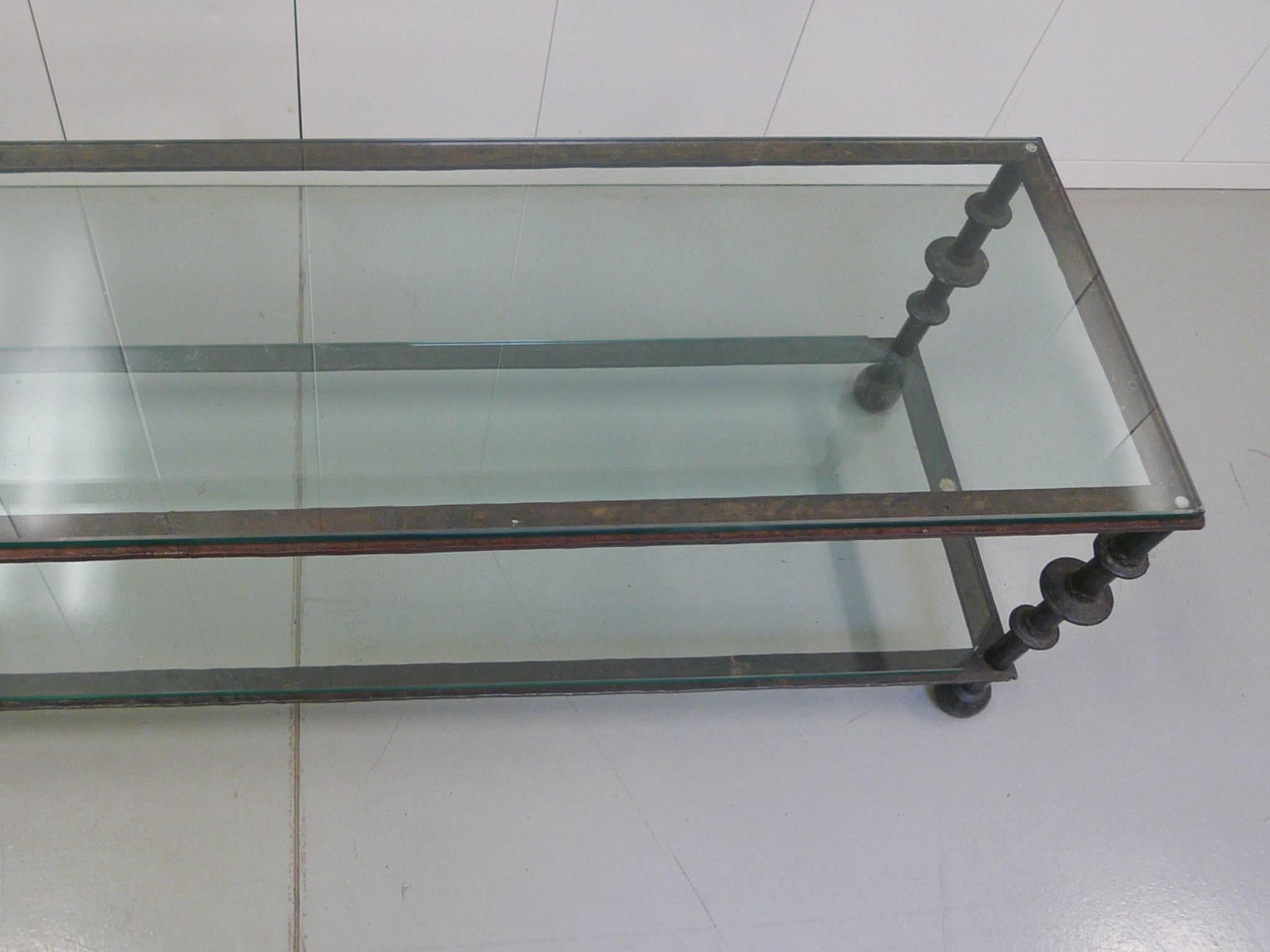 Custom-Designed Iron and Glass Coffee Table in the Manner of Ilana Goor 2