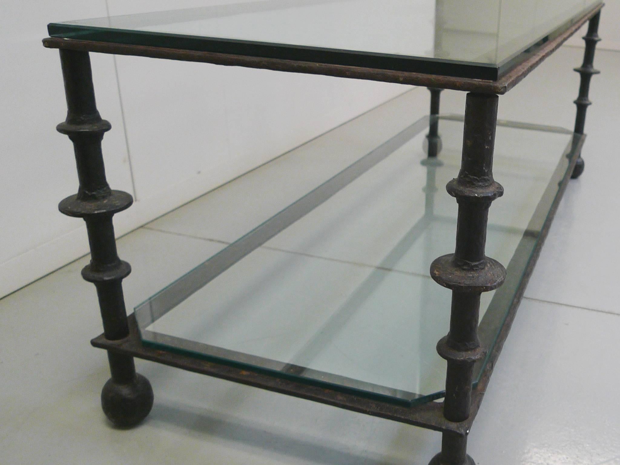 Custom-Designed Iron and Glass Coffee Table in the Manner of Ilana Goor 3