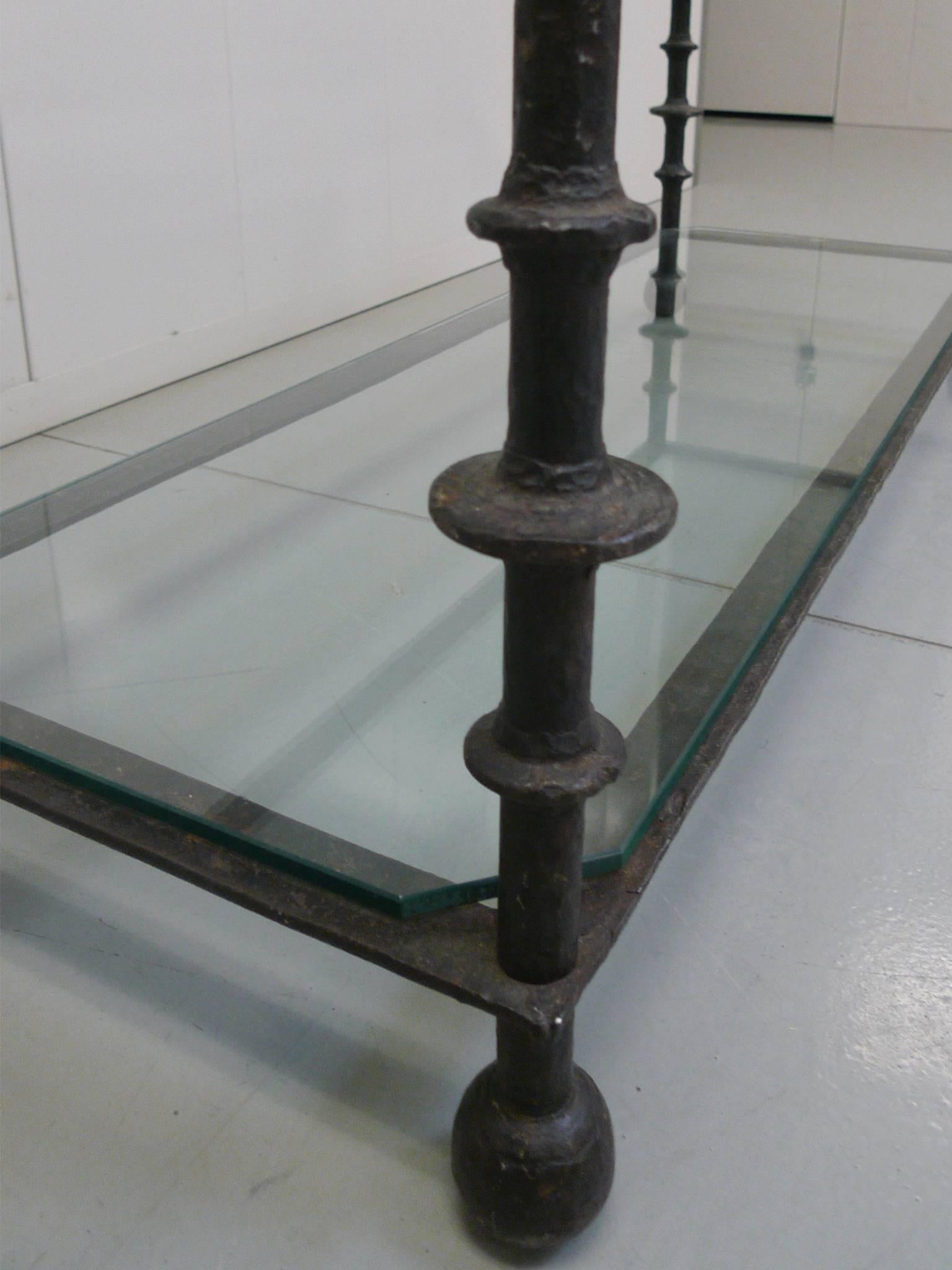 Custom-Designed Iron and Glass Coffee Table in the Manner of Ilana Goor 4