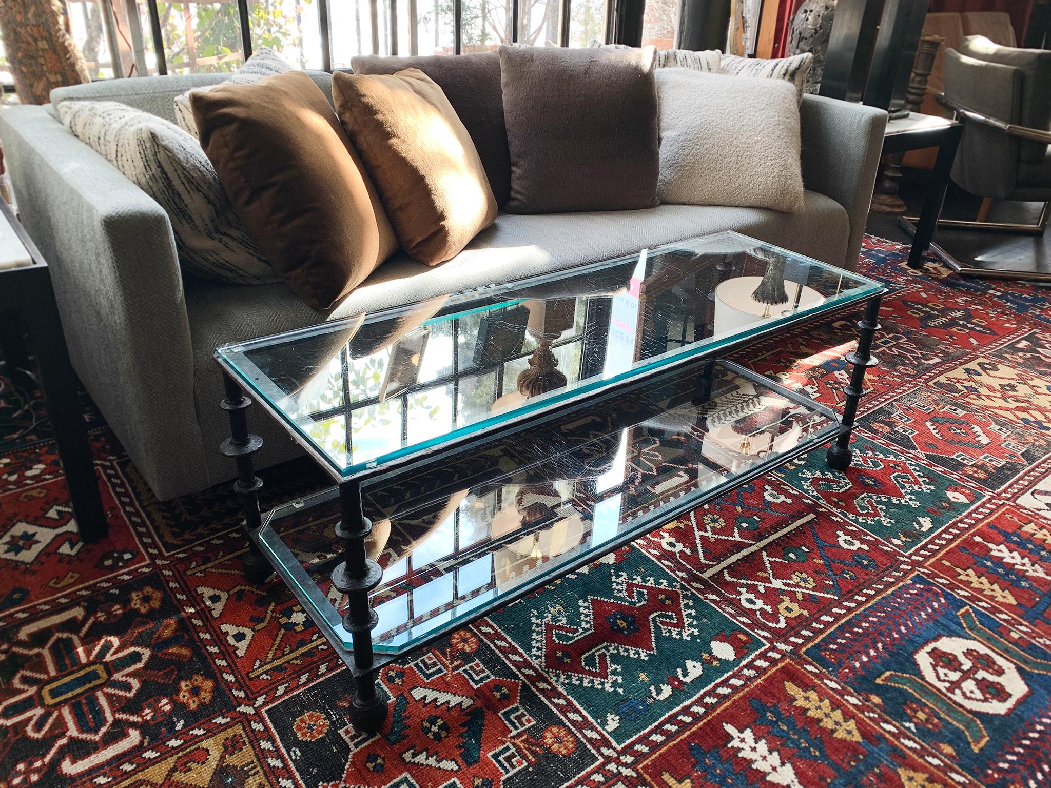 Custom-Designed Iron and Glass Coffee Table in the Manner of Ilana Goor 6