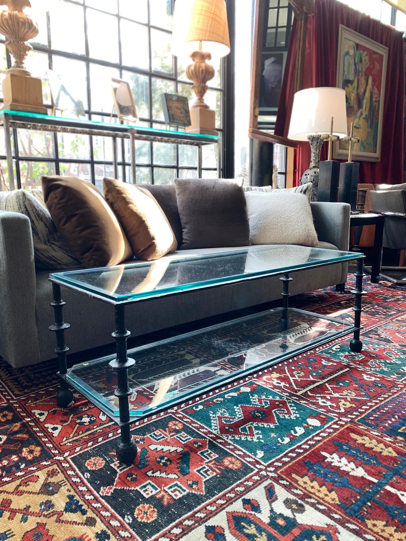 Custom-Designed Iron and Glass Coffee Table in the Manner of Ilana Goor 7