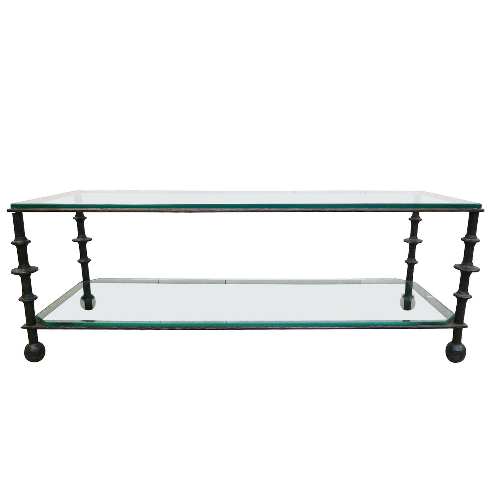 Custom-Designed Iron and Glass Coffee Table in the Manner of Ilana Goor