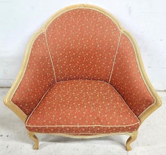 Custom Designer French Provincial Louis XV Floral Apricot Settee Chair