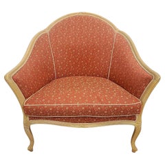 Custom Designer French Provincial Louis XV Floral Apricot Settee Chair