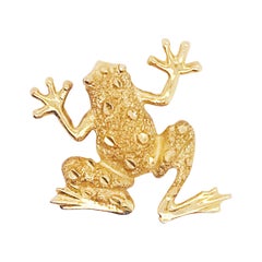 Designer Frog Pendant, 14 Karat Yellow Gold, Made by Five Star Jewelry, Custom