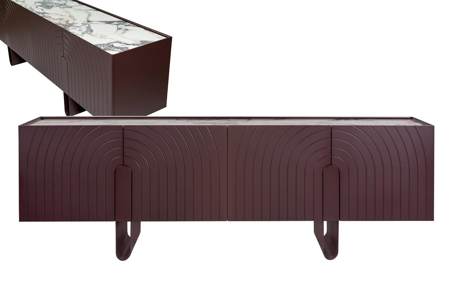 Custom Designer Sideboard in Monochromatic Petrol Grey Lacquer For Sale 1