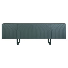 Custom Designer Sideboard in Monochromatic Petrol Grey Lacquer