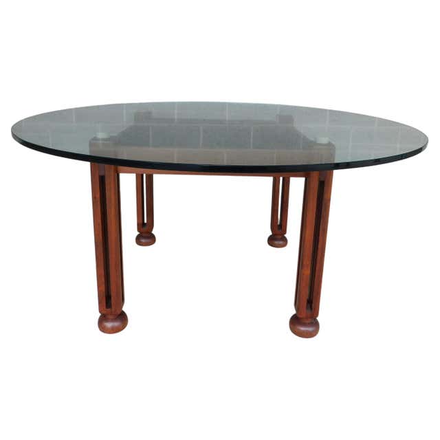 Custom Mid Century Modern Round Dining Table at 1stDibs