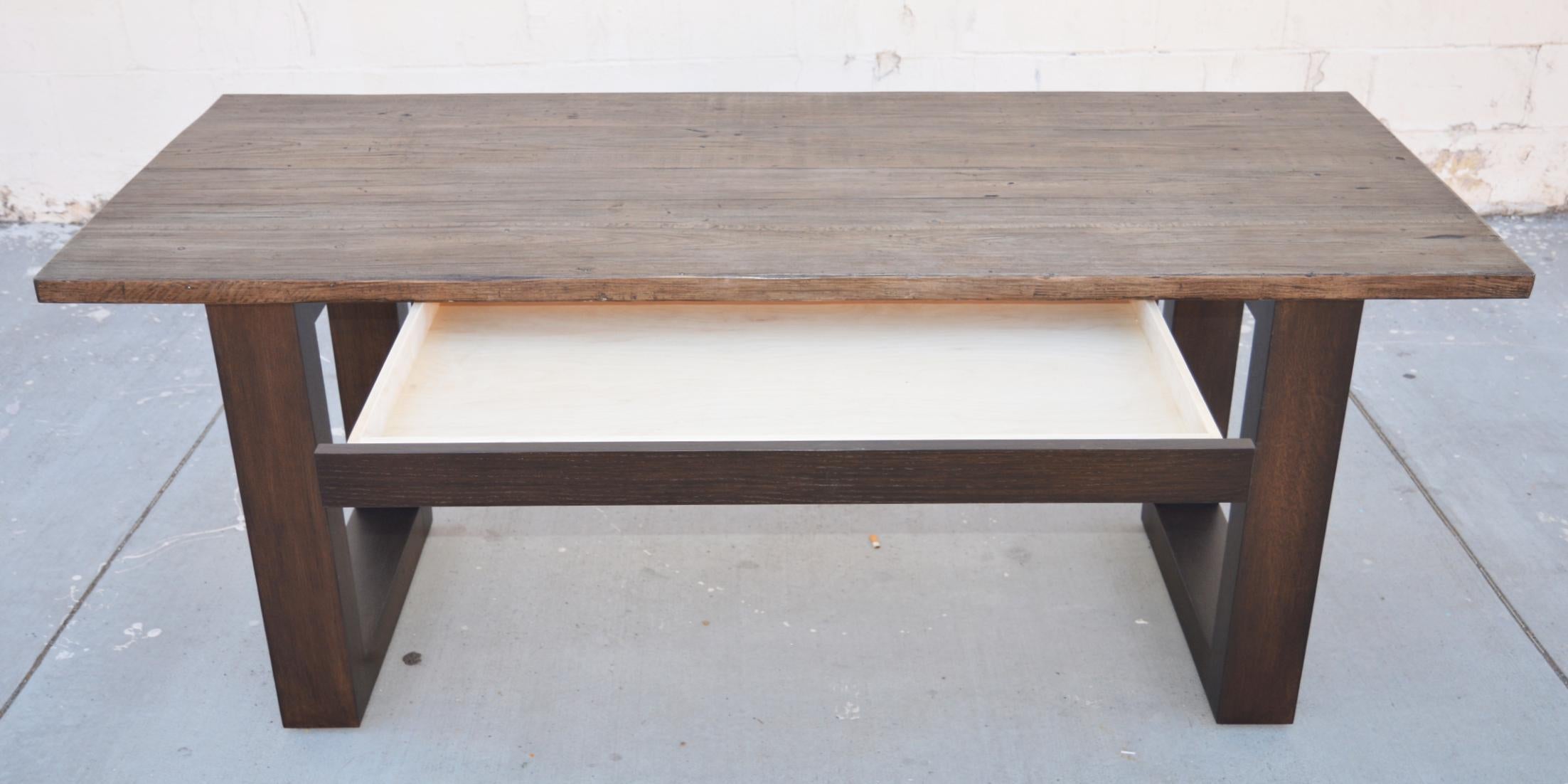 Hand-Crafted Custom Modern Reclaimed Pine Desk, Made to Order by Petersen Antiques For Sale