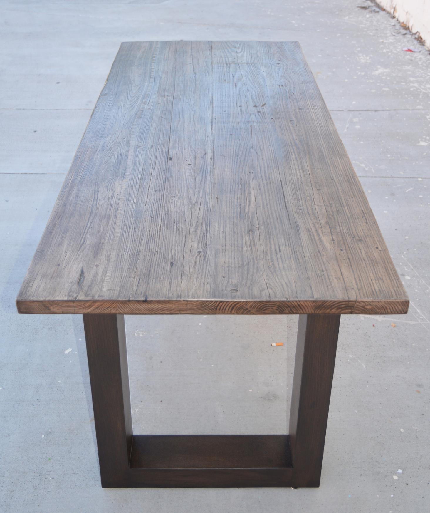 Reclaimed Wood Custom Modern Reclaimed Pine Desk, Made to Order by Petersen Antiques For Sale