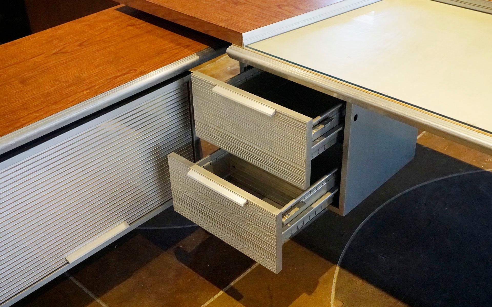 Aluminum Custom Desk with Credenza by Gordon Bunshaft for General Fireproofing Company For Sale