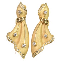 Custom Diamond 1.6cts Total & 14k Gold Ladies Screw Back Earrings