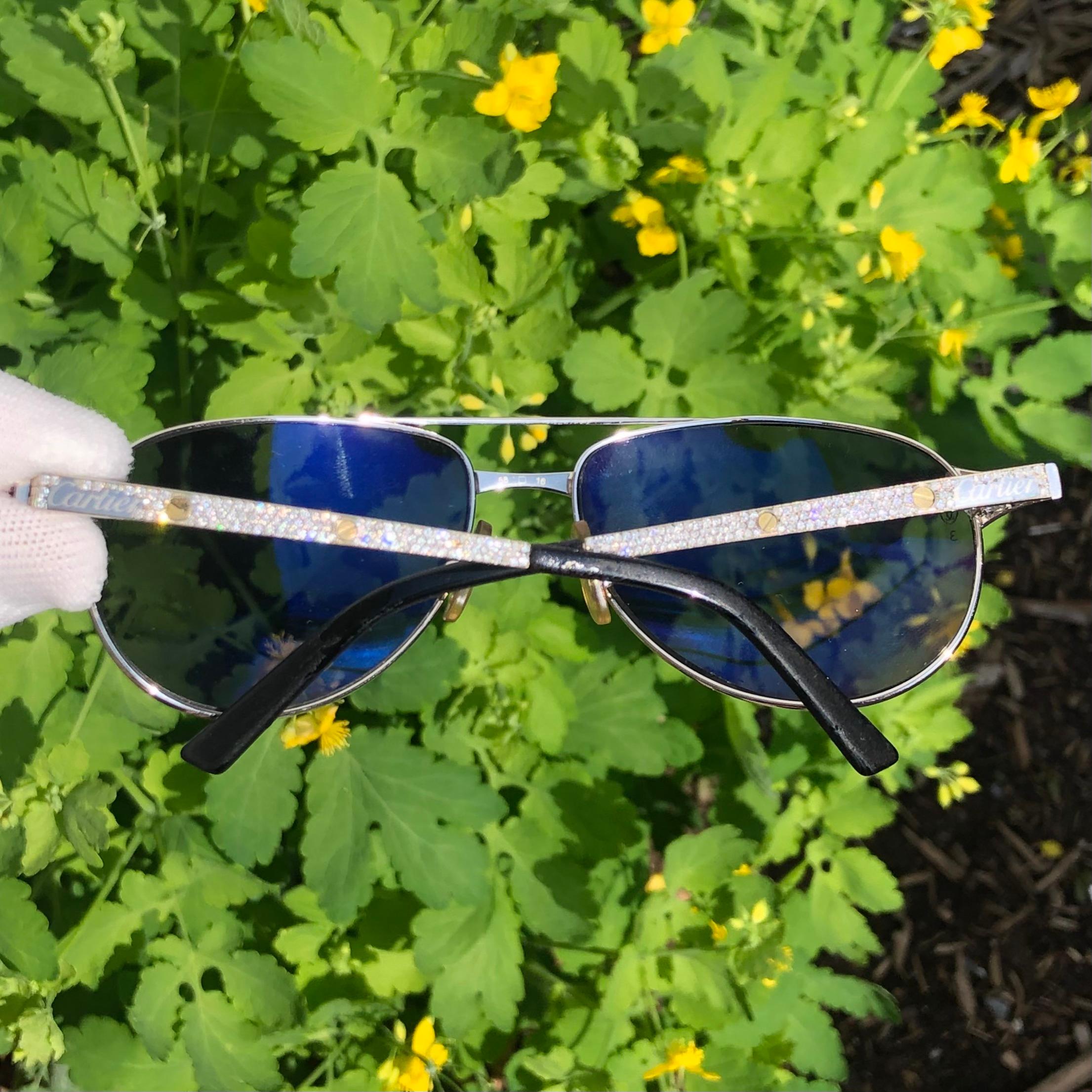 Custom Diamond Cartier Santos-Dumont Sunglasses For Sale 1