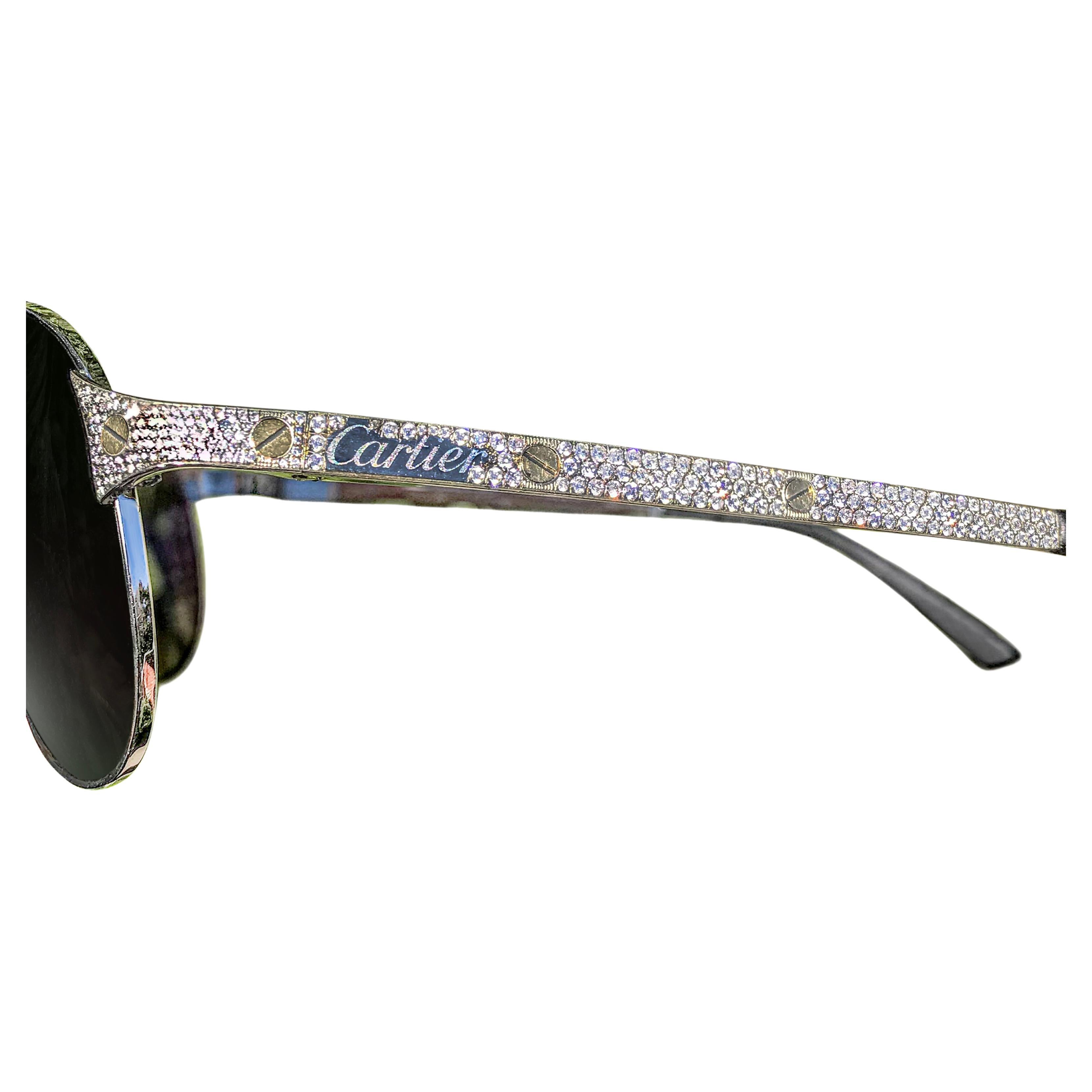 Custom Diamond Cartier Santos-Dumont Sunglasses For Sale