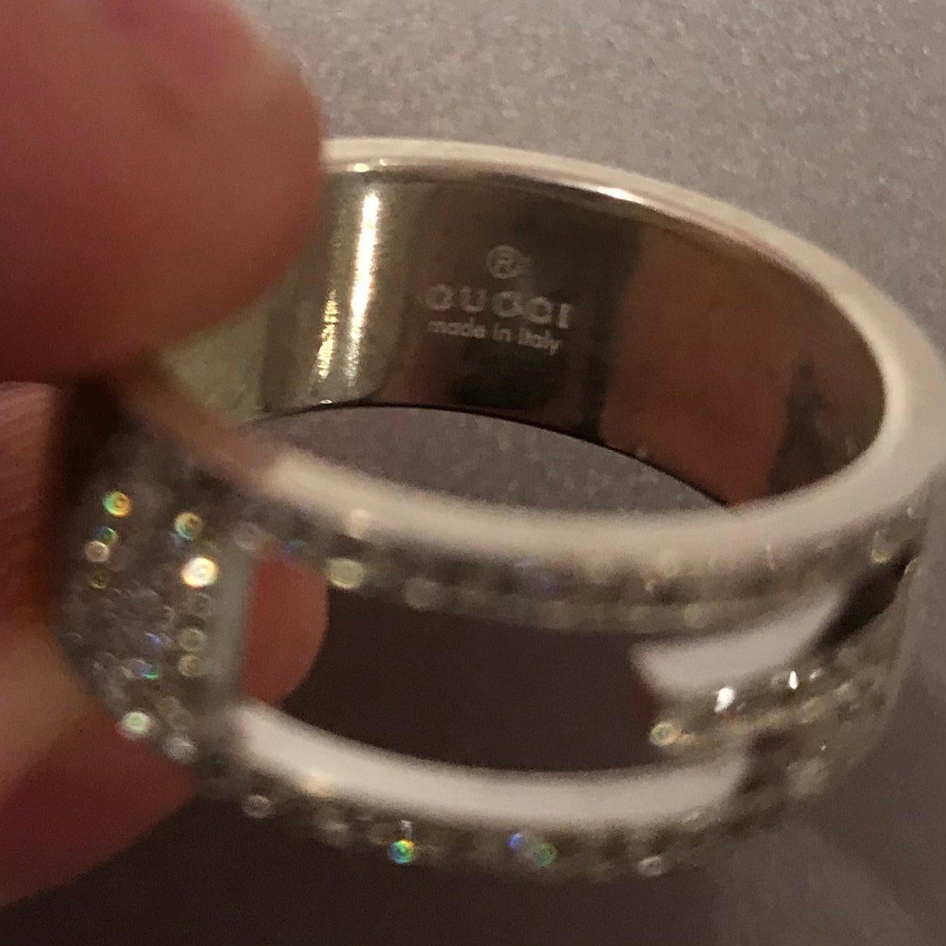 Round Cut Custom Diamond Gucci G Ring Band For Sale